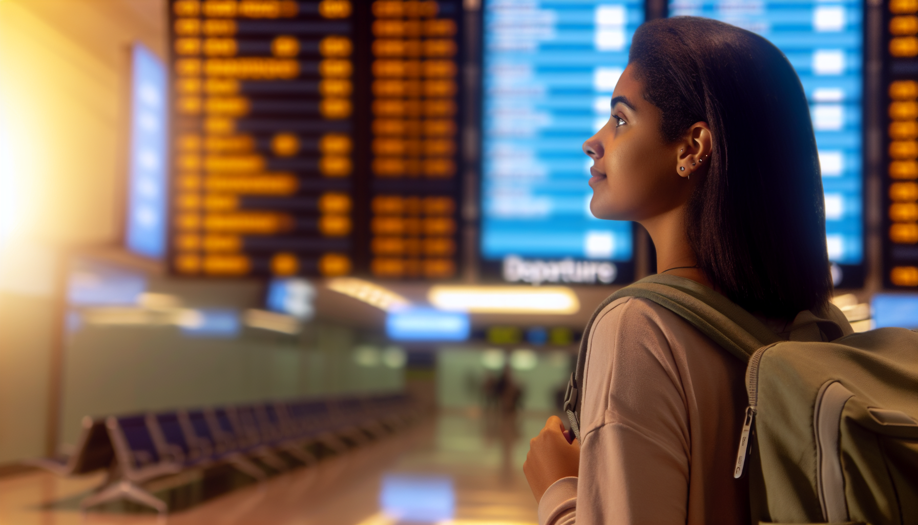 Solo female student safely exploring an international internship destination